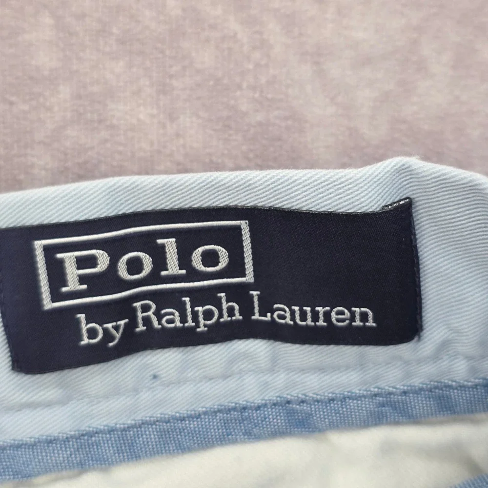 Polo Ralph Lauren Mens 32W Shorts Classic Fit 9 Inch Light Blue Cotton Twill